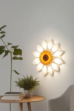 Wall lamp influence by sunflower , retro modern style design , full wood material finish