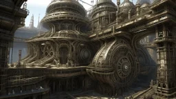 Clockwork City — A complex, mechanical construction covering a large part of the Fourth World. Colossal steam turbines are wired to primitive pylons, transmitting power over several kilometers. These are interspaced with pistons, gargantuan generators, luminescent reactor basins, and unfathomable apparatuses whose purpose was long-ago forgotten. Some sections resemble an imposing clockwork with gigantic cogwheels, copper wires, and brass chains. Modern and ancient technology intermingle and vari
