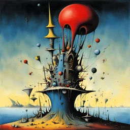: ̗̀➛˚₊· ͟͟͞͞➳❥, colorful, corrupt my tongue with sacrilege, by Yves Tanguy, by Etan Cru, surreal, emotionally disturbing, struggling inanimate objects try to rip themselves from the ground yearning for death, sinister yet playful, dark vibrant colors, colorful, macabre masterpiece that Francisco Goya would be proud of.