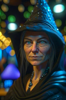 portrait ninja witch at narcissist bingo, photo-realistic, shot on Hasselblad h6d-400c, zeiss prime lens, bokeh like f/0.8, tilt-shift lens 8k, high detail, smooth render, down-light, unreal engine 5, cinema 4d, HDR