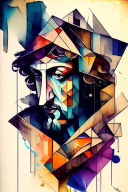 cubism, rembrandt, unique design, watercolor, graffiti