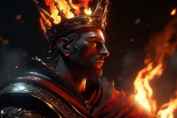 4k full realism full details full lights jeune roi avec couronne conquerant en colère firestarter