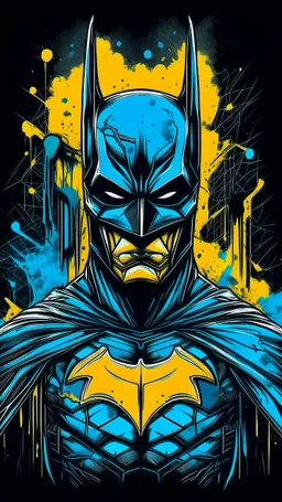 illustration for t-shirt design of Batman, vector illustration, optimize for bold lines, vibrant colors suitable for printing, centered, isolated, illustration, vibrant.