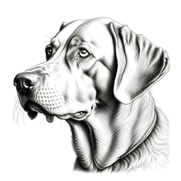 Drawing of a dog's head in pencil on a transparent background