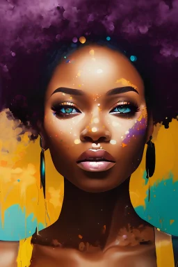 beautiful African woman pop art style 8k calligraffiti with spray paint and oil effect