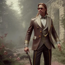 Full body, 3d render, Brad pitt 1800's men style, 1800's hair style, 1800's men clothes style,cleaning house, hyper realistic, octane render, unreal engine 5, 8k, palace background, uhd