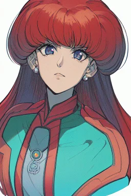 retro anime, 80's, redhead,portrait