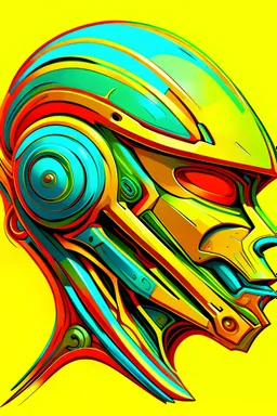 a close up of a colorful object on a yellow background, a digital painting, inspired by Alexander Archipenko, trending on zbrush central, cubo-futurism, steampunk tribal mask, stylized motorcycle helmet, full color illustration, shark, colored illustration for tattoo, smooth 3d illustration, anthropomorphic bird, colorfull illustration