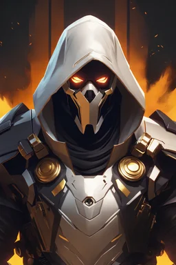 Reaper from Overwatch as an Apex Legends character digital illustration portrait design by, Mark Brooks and Brad Kunkle detailed, gorgeous lighting, wide angle action dynamic portrait