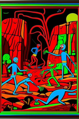 STICK MAN CAVE PAINTING in the style of Hiroshi Nagai