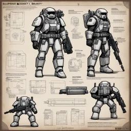 ConceptSheet blueprint [illustration by by Kevin Eastman and Peter Laird] Bounty Unit Loadout Concept