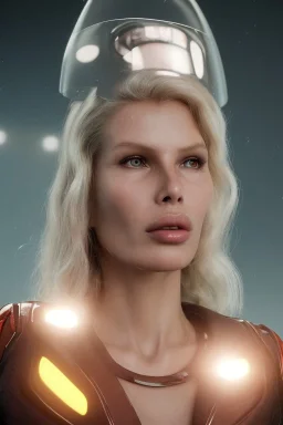 Ultra Realistic retro sci-fi scene, portrait, blonde woman, sweet young Kim Basinger face, perfect iris, glow eyes, makeup. Saturn background, Retro sci-fi style, helmet, tight latex coat, fog, rain, soft color, highly detailed, unreal engine 5, ray tracing, RTX, lumen lighting, ultra detail, volumetric lighting, 3d, finely drawn, high definition, high resolution.