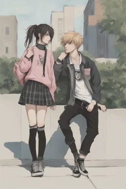 romantic hight school punk polergeys girl and human boy