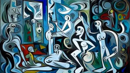 A chaotic shadow realm painted by Pablo Picasso