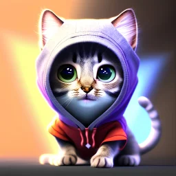 Concept art of Little mascot cat wearing a hoodie (Pixar art style)++, highly detailed, digital painting, art stations, concept art, smooth, unreal engine 5, god rays, ray tracing, RTX, nanite polygons, lumen lighting, ultra detail, volumetric lighting, 3d, detailed anime, finely drawn, high definition, high resolution, cartoon [ animation, cartoon, drawing, painting, low res, cropped, watermark, jpeg artifacts, low quality, normal quality, bad anatomy, text error, worst quality, blurry thousan