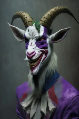 A picture of a goat in the form of a joker, a professional, high JPEG image