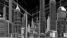 futuristic cityscape line art minimal