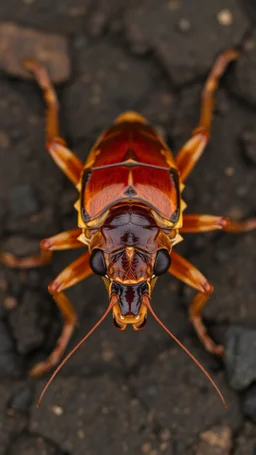 Cockroach top view with human look face