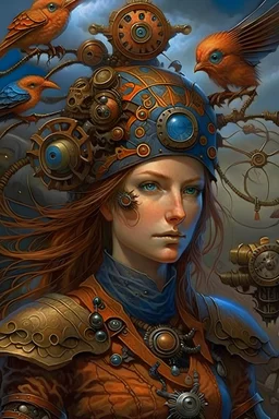 steampunk "Medieval witch", with many weird creatures - artwork by Tomasz Alen Kopera - ultra sharp focus, focused, high definition, high detail, highly detailed, ultra detailed,