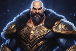 Braum in 8k solo leveling shadow drawing style, big mastash, intricate details, highly detailed, high details, detailed portrait, masterpiece,ultra detailed, ultra quality