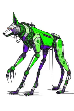 Wolf biotic robot drawn in the style of Evangelion