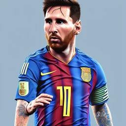 portrait lionel Messi dress argentina national team shirt, warrior, 8k, realistic, highly detailed, 8k, intricate