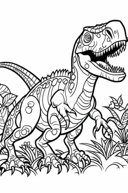 create a coloring page SDepict a teenage T-Rex going through growth spurts, with its body becoming larger and more muscular. Kids can color the T-Rex in different shades to represent its changing appearance.ink drawing clipart, simple line illustrations, colored