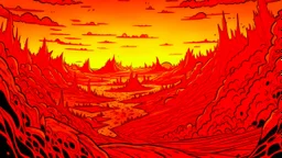 comic style, hell landscape