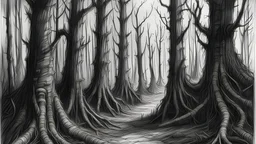 draw in pencil a scary forest