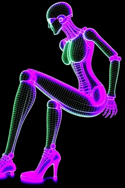 Anais Nin; Neon X-Ray of a woman in heels; neo-futuristic