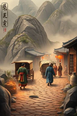 trading caravan Hexi Corridor silk road in ancient times in the style of Zeng Fanzhi