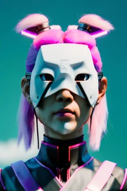 portrait, Asian cyborg woman, samurai warrior :: symmetry photography, cyberpunk style, pink hair, wires conveying, perfect eyes, samurai helmet, tiger mask, black samurai army, katana, japanese traditional ornaments, pink, white, black, glow eyes, cinematic, Ultra realistic, dark scene, soft color, highly detailed, unreal engine 5, RTX, ultra detail, 3d, finely drawn, high definition.