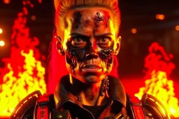 4K. REALISTIC FULL DETAILS. EMISSION DE RADIO HARDROCK FIRESTARTER TERMINATOR FEMME. CAMERON