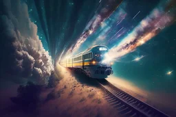 A train flying into universe.