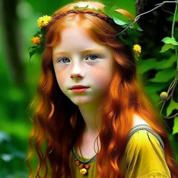 pretty girl, aged 12, ginger, conventionally attractive, dreamy, faun, satyr