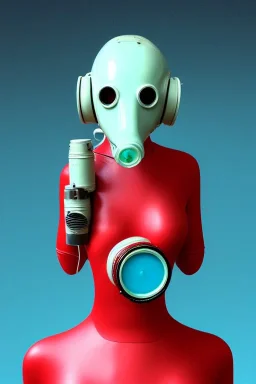 Tendril-gas-mask-Synthesizer-proboscis. Golden to cyan surfaces body, latex. skin is white hard plastic material. Cyborg. Metallic headphones and speakers, Old-fashioned cameras integrated to heads. Perfect body, thick thighs and calves. simple face. Wide hip, red fabric skirt bleats nicely. Partly symmetrical. Golden ratio. Space-corrosion, rusty and decayed background. Steam-machines-plunge-air-bottles. Blue euclidean 3D-tiling moth surveillance walls. Oppressive atmosphere. Purple Rain.