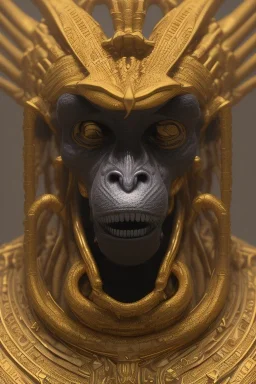 Anunnaki black male African Egyptian alien, cracks in the voodoo head, wicked, eyes, crown, Elephant, 8k, finely detailed, photo realistic, tiger turquoise skull head gold dragon space alien snow skeleton gold gorilla silver crown silver eyes