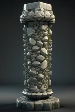 stylized stone column with crystal rocks
