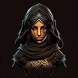 Arab warrior girl, vectorized, 3D, 8k, black background