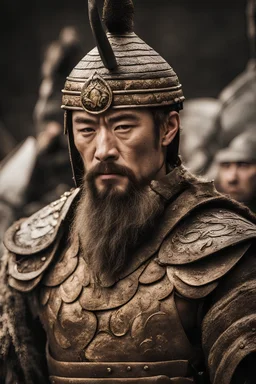 Close-up of a warrior the 1200s and a Mongol warriors portrait , strong athletic build cinematographic photo