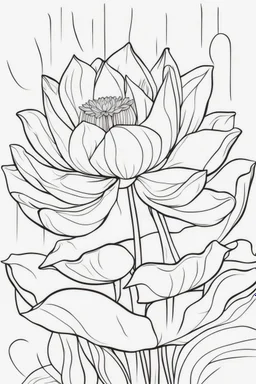 flowers coloring page for kids, lotus, cartoon style, thick outline, low details, no shading, no color