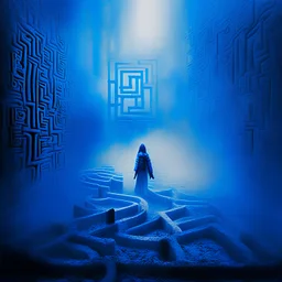 labyrinth and blue fog