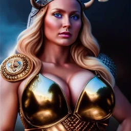 Ultra detailed fullbody Portrait in oil on canvas of beautiful busty female Viking with armor,helmet,extremely detailed digital painting,ultrarealistic skin,intense stare, extremely detailed face, crystal clear eyes, mystical colors ,perfectly centered image, perfect composition, rim light, beautiful lighting,masterpiece ,8k, stunning scene, raytracing, anatomically correct, in the style of Simon Bisley and Ohrai Noriyoshi and robert e howard and Steve Jung and Wizyakuza and uncannyknack.