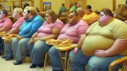 overeaters anonymous members sitting at the golden corral buffet line