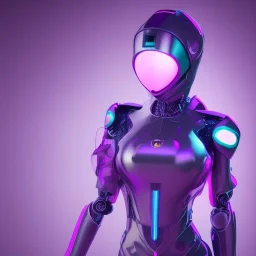 Cute girl in a robotic hijab suit,purple and pink backlight, orange lighting, profile