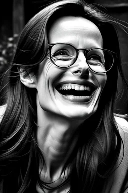 fallen hair Angelina Jolie glasses braces dark laugh perverted face