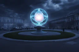 статуя на улице, Шар как атом/молекула: Сделать поверхность шара похожей на модель атома или молекулы, используя геометрические формы, светящиеся элементы или проекцию. . Для этого можно использовать различные геометрические формы, такие как круги, треугольники, шестиугольники и т. д., чтобы создать абстрактное изображение структуры атома или молекулы. Кроме того, возможно использование светящихся элементов, чтобы придать статуе особую магическую атмосферу и привлечь внимание прохожих ночью.