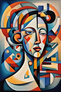 cubism style, futurism, woman portrait, Wassily Kandinsky, contemporary, abstract, abstract face