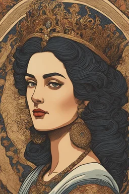 museum quality color woodcut of an ancient french queen with highly detailed hair and facial features , in the style of Gustave Baumann, with a fine art aesthetic, highly detailed, finely cut ,8k render,
