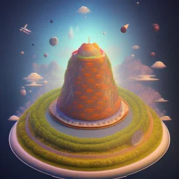 100mm photo of isometric floating island in the sky, surreal pizza with pizza, intricate, high detail, behance, microworlds smooth, macro sharp focus, centered